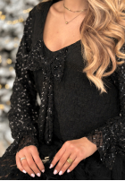 Koronkowa Rochie z cekinami i kokardą Shiny Obsession negru