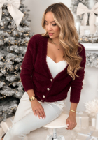 Krótki Cardigan alpaka Touch The Clouds burgundowy