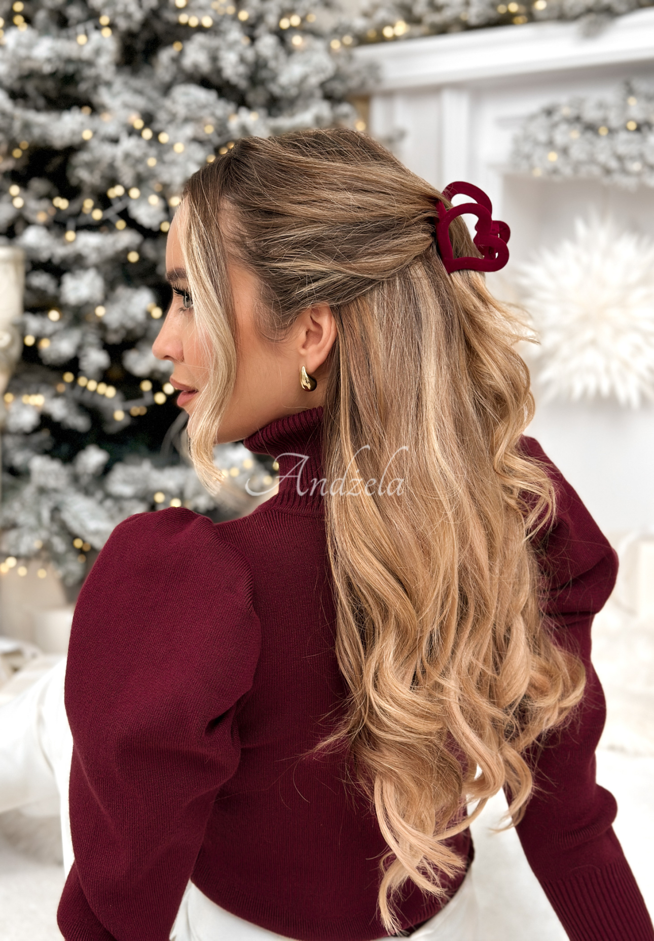 Clamă de păr din catifea Velvette Heart