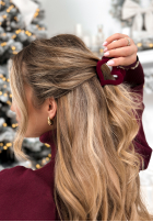 Din velur Clamă de păr klamra do włosów Velvette Heart burgundowa