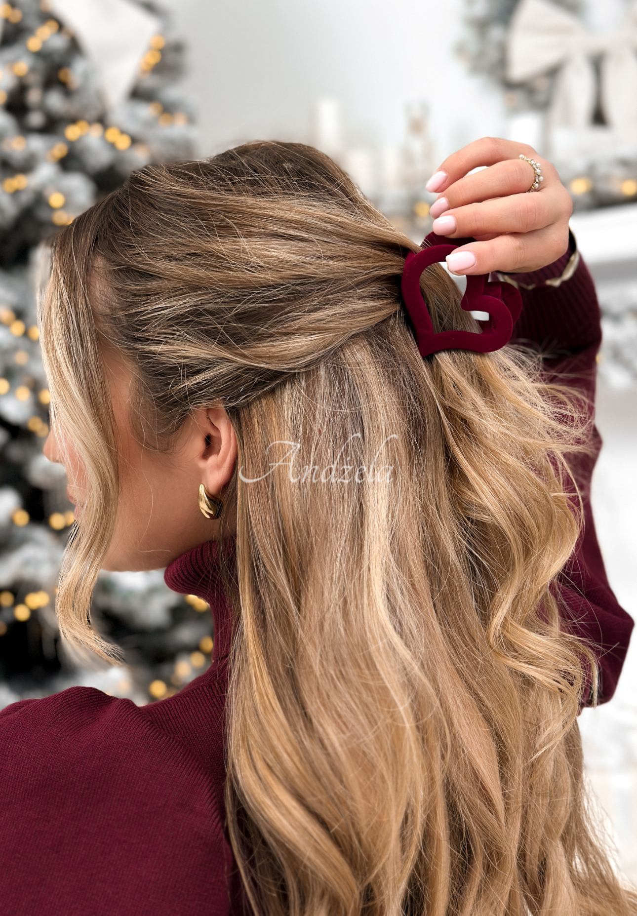 Clamă de păr din catifea Velvette Heart