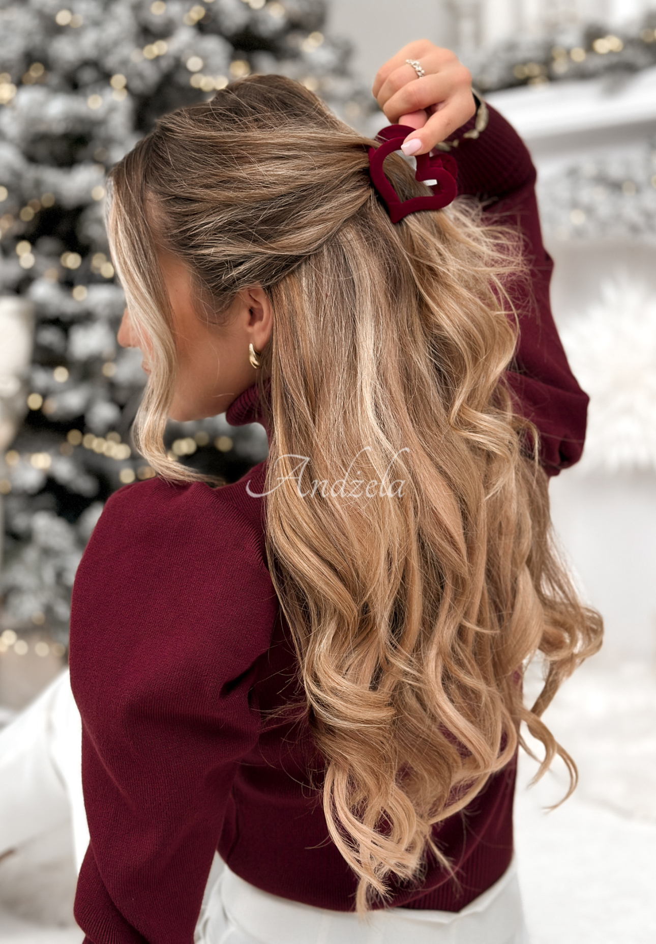 Clamă de păr din catifea Velvette Heart