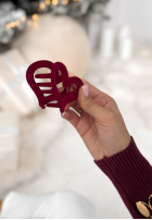 Din velur Clamă de păr klamra do włosów Velvette Heart burgundowa