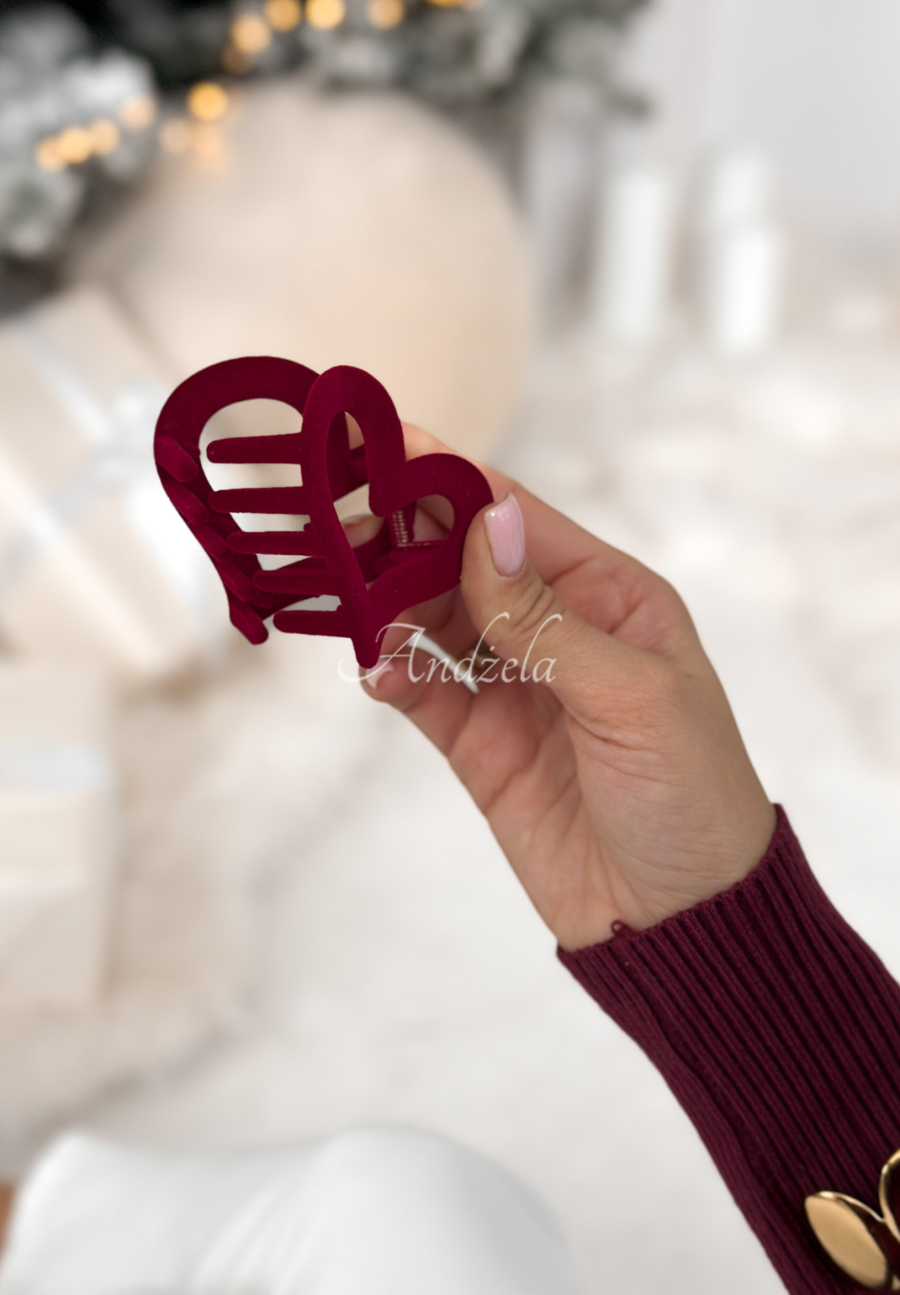 Clamă de păr din catifea Velvette Heart