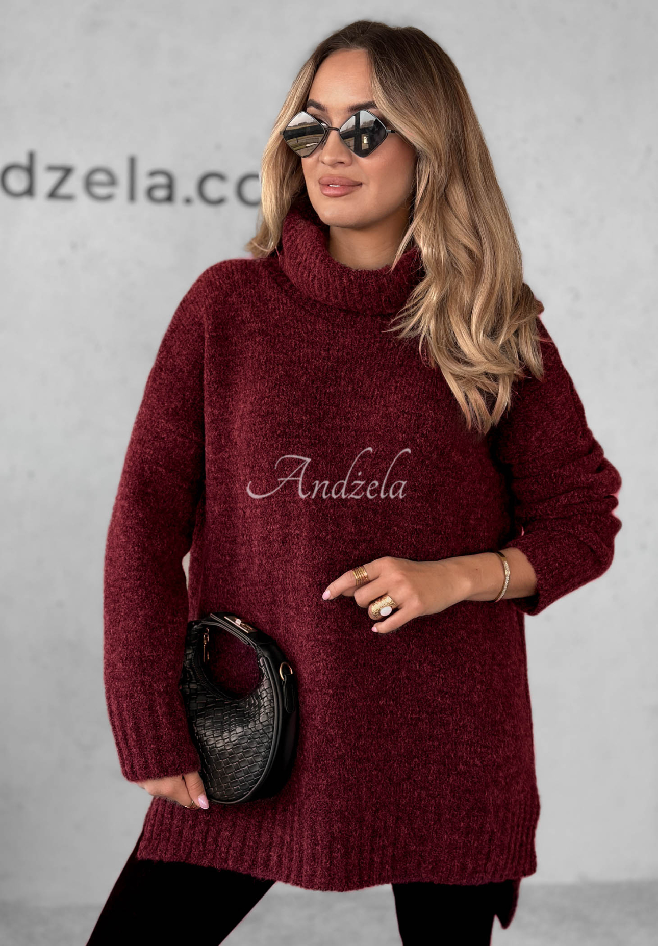 Pulover oversize cu guler rol Benin