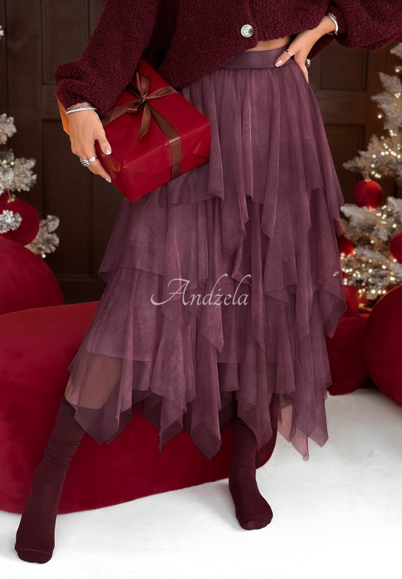 Fustă midi din tul Elisabeth