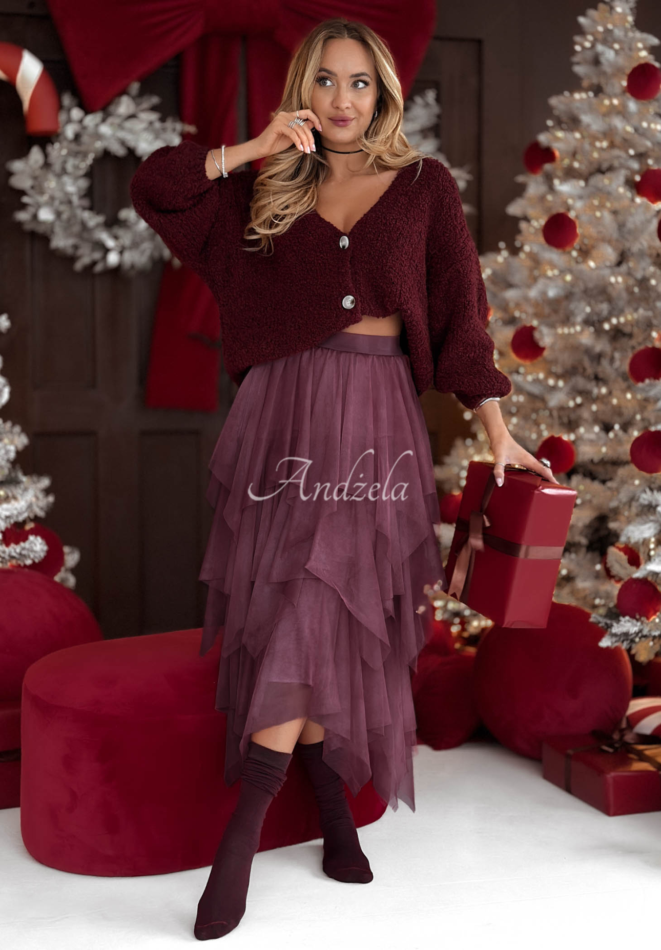 Fustă midi din tul Elisabeth