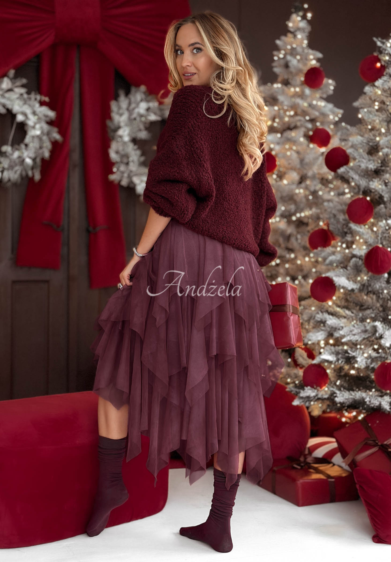 Fustă midi din tul Elisabeth