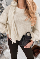 Pulover z falbanką Arctic Village ecru