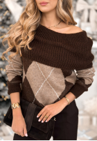 Pulover w romby Morning Glow ciocolatiu