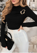 Bluză z marszczeniem i ozdobną aplikacją No Feelings negru