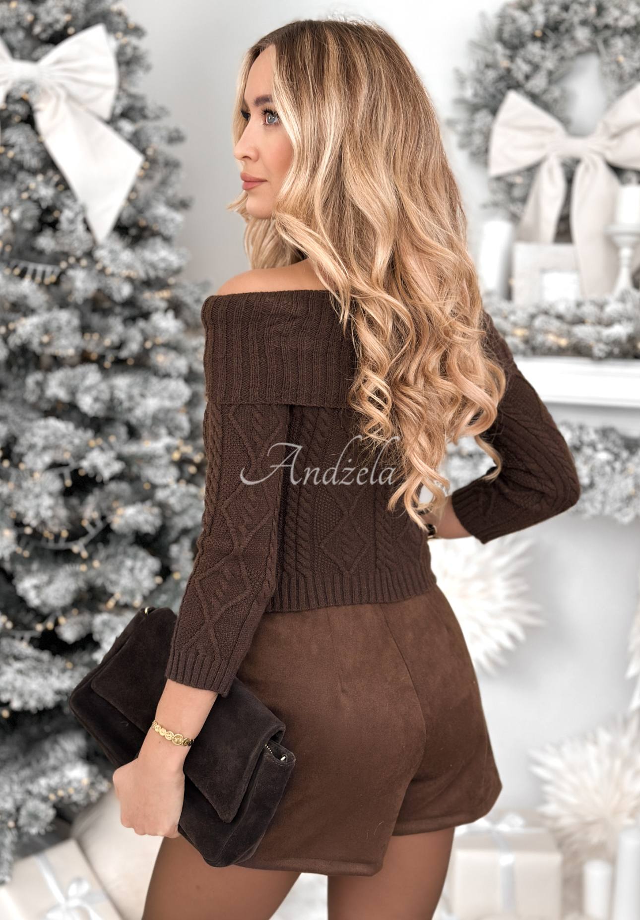 Pulover din viscoză cu umerii goi Family Time