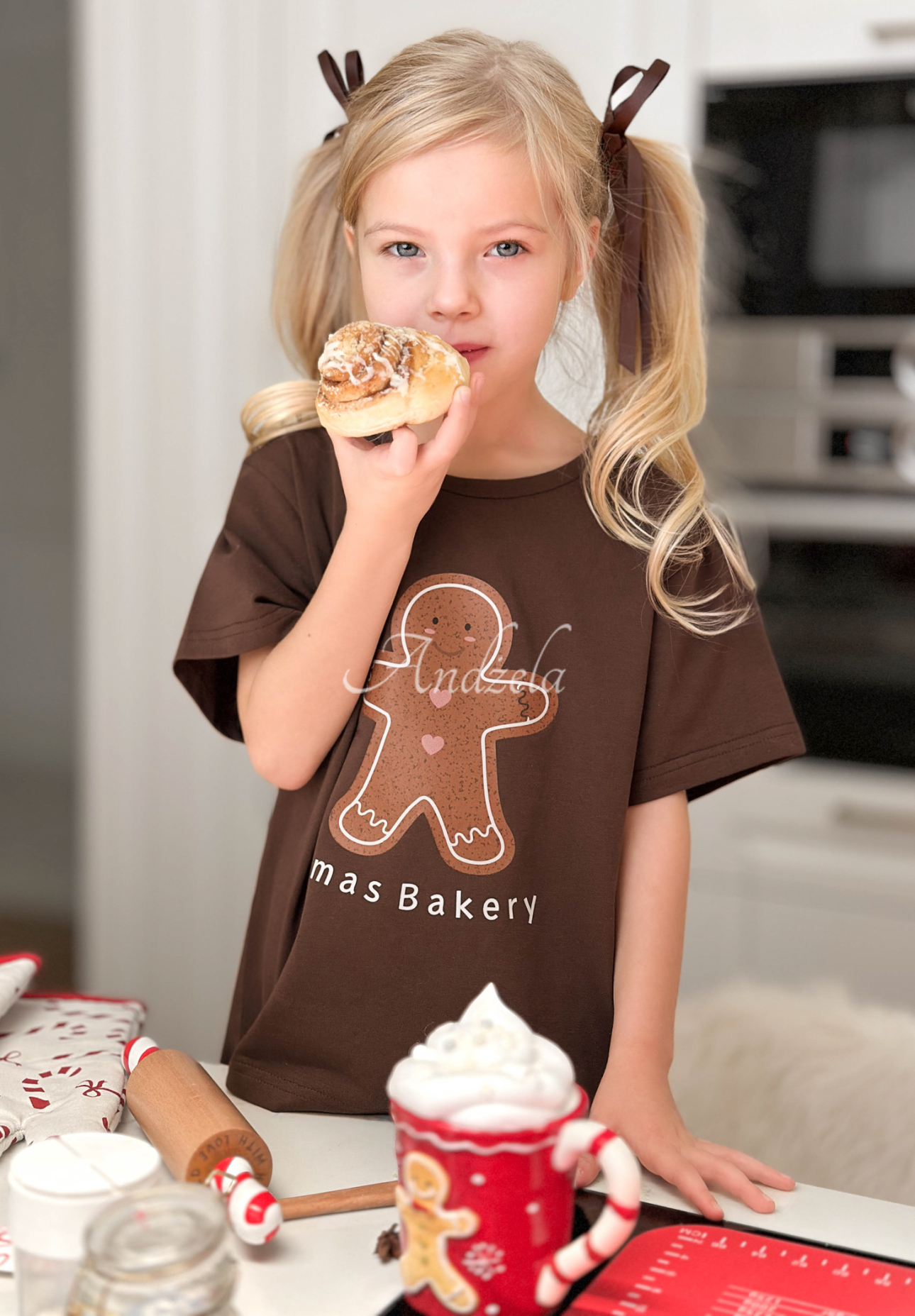 Tricou de Crăciun pentru copii cu imprimeu Xmas Bakery