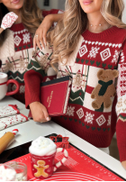 Świąteczny Pulover Christmas With Teddy roșu