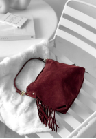 Zamszowa Geantă z frędzlami Final Message burgundowa