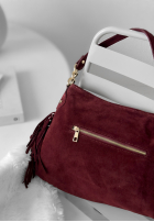 Zamszowa Geantă z frędzlami Final Message burgundowa