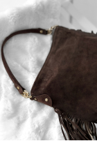 Zamszowa Geantă z frędzlami Final Message ciocolatie