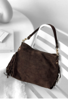 Geantă din piele întoarsă cu franjuri Final Message