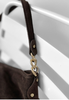 Zamszowa Geantă z frędzlami Final Message ciocolatie