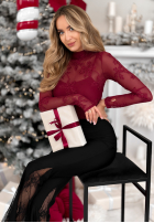 din material textil Pantaloni dzwony z koronką Compliment Me negre