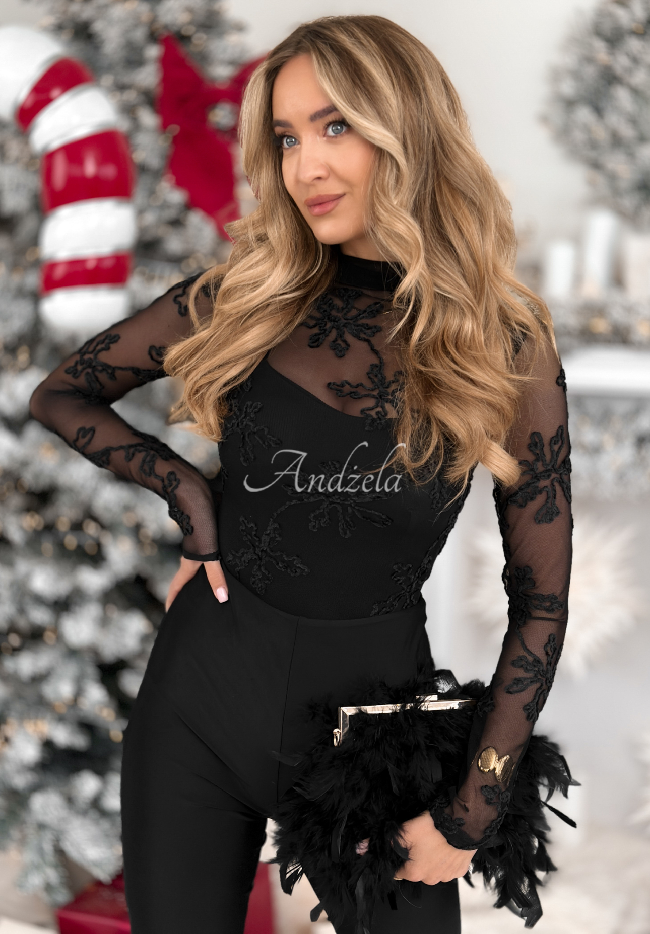 Bluză din plasă cu broderii Go On A Date