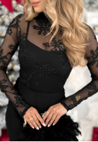 Siateczkowa Bluză z haftami Go On A Date negru