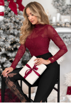 Siateczkowa Bluză z haftami Go On A Date roșie