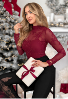 Siateczkowa Bluză z haftami Go On A Date roșie