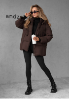 Długa pikowana Geacă z kapturem The Best Way ciocolatie