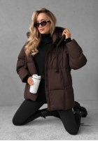 Długa pikowana Geacă z kapturem The Best Way ciocolatie