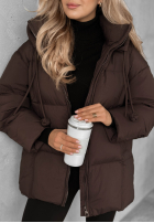 Długa pikowana Geacă z kapturem The Best Way ciocolatie