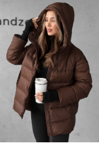 Długa pikowana Geacă z kapturem New In Town ciocolatie