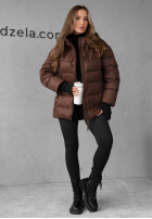 Długa pikowana Geacă z kapturem New In Town ciocolatie