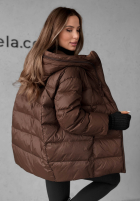 Długa pikowana Geacă z kapturem New In Town ciocolatie