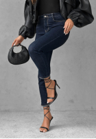 Pantaloni din denim z paskiem Let’s Not Talk bluemarin