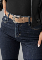 Pantaloni din denim z paskiem Let’s Not Talk bluemarin