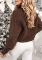 Pulover z golfem Fireplace Stories ciocolatiu