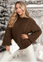 Pleciony Pulover oversize Days Are Short ciocolatiu