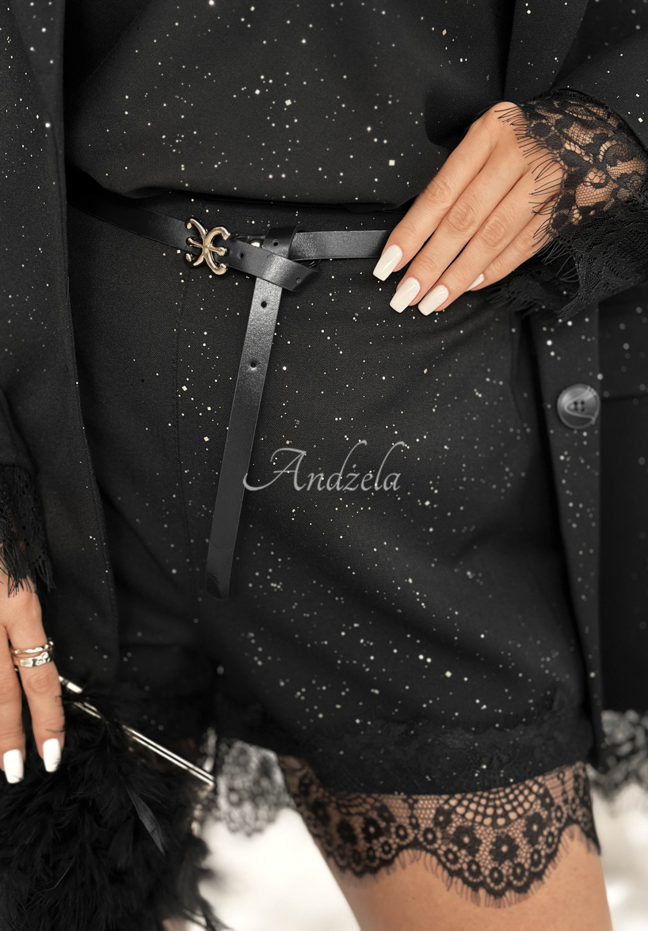 Pantaloni scurți strălucitori cu dantelă Shine &amp; Sparkle