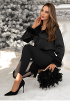 Błyszcząca Cămașă z futerkiem Shine Forever negru