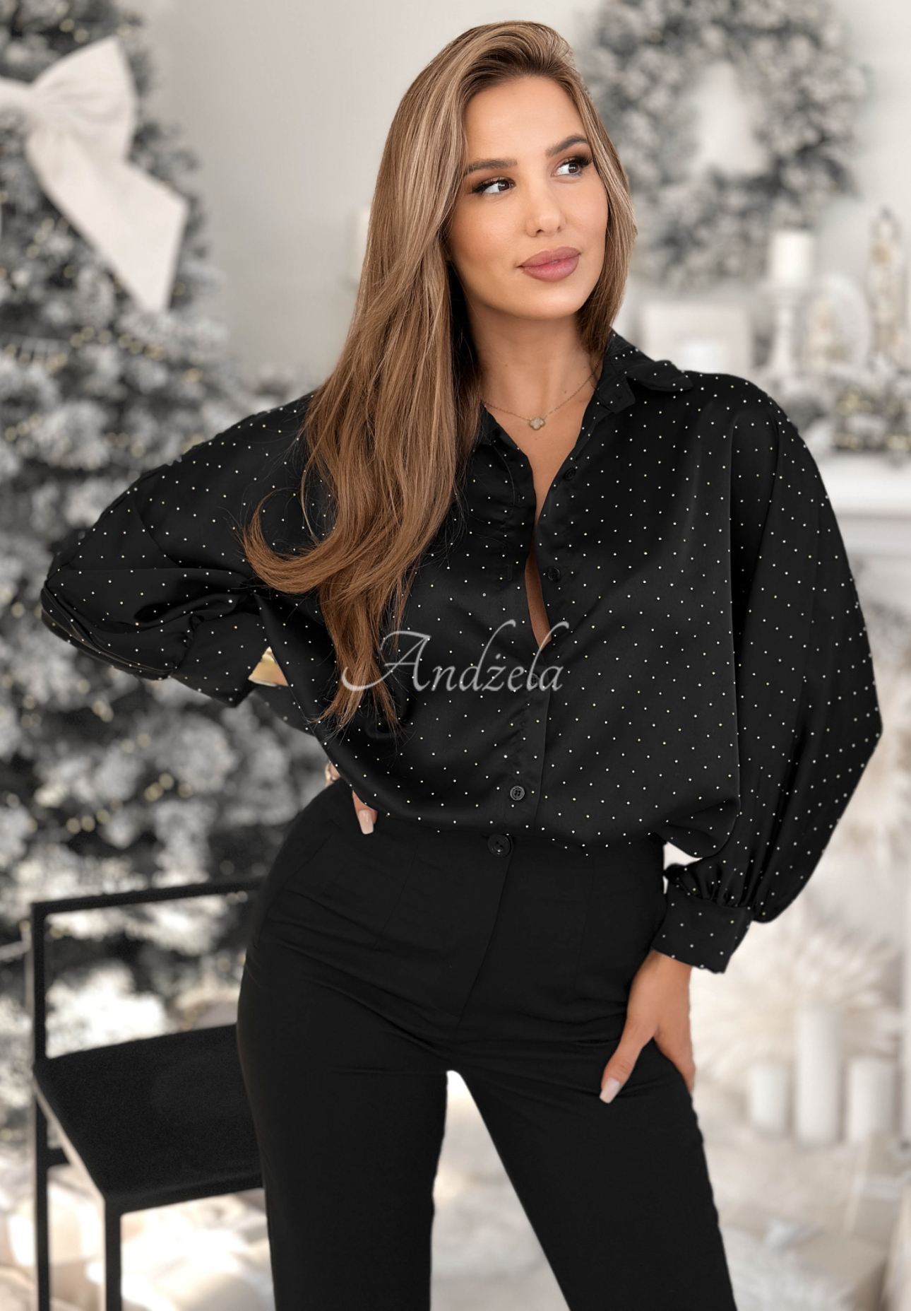 Cămașă din viscoză cu cristale Crystal Brilliance