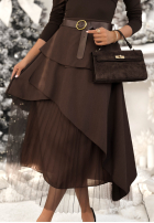 Plisowana Fustă z paskiem Change You Wish ciocolatie