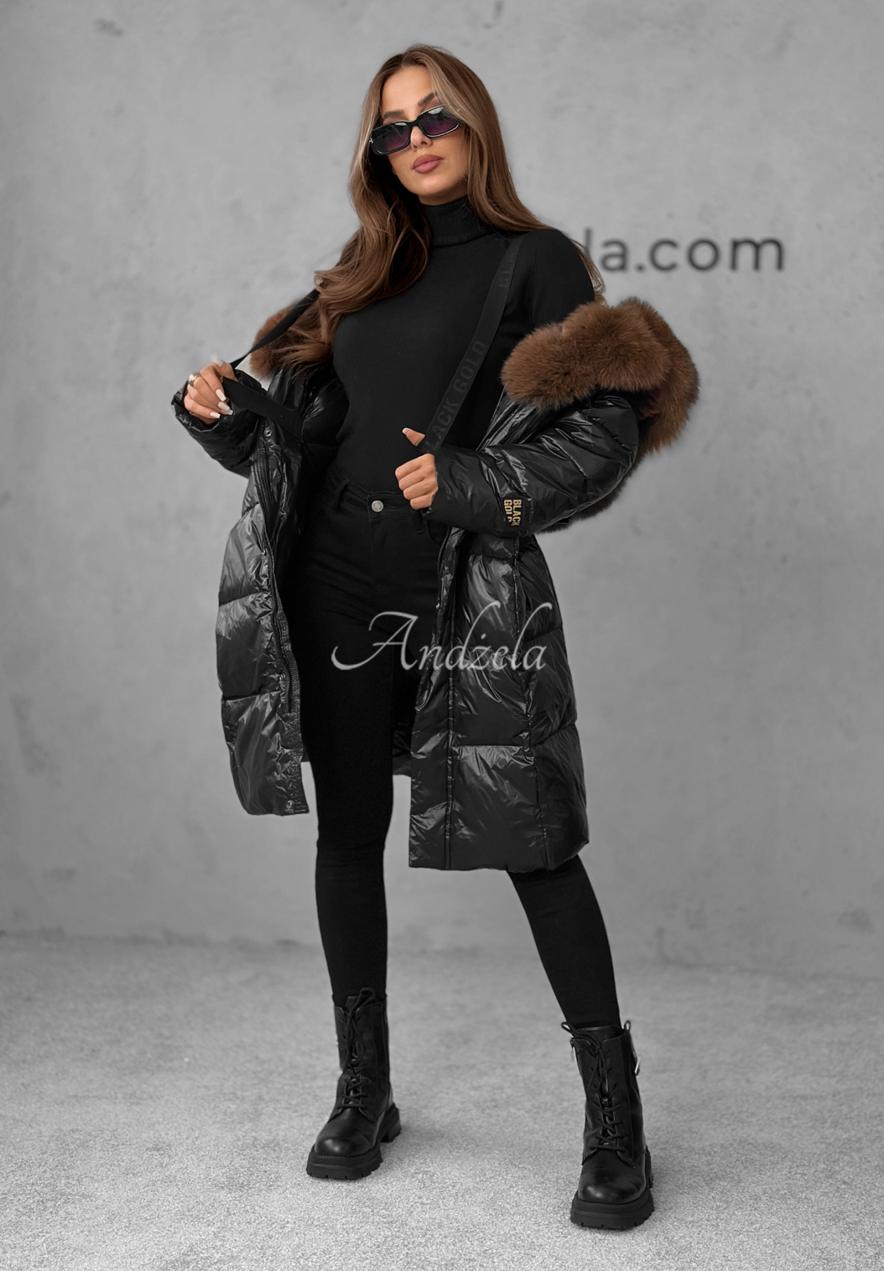 Geacă lungă de puf cu blăniță Winter Time