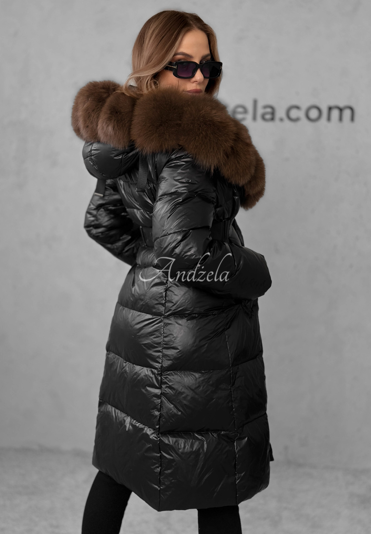 Geacă lungă de puf cu blăniță Winter Time