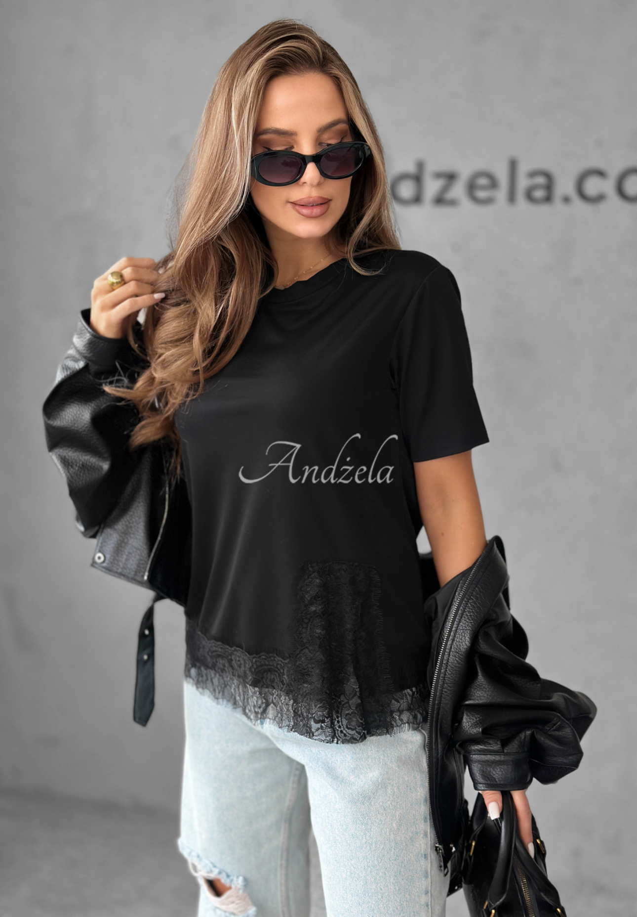 Tricou din viscoză cu dantelă Daily Lace