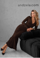 Rochie maxi z falbankami Still Miss You ciocolatie