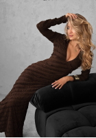 Rochie maxi z falbankami Still Miss You ciocolatie