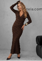 Rochie maxi z falbankami Still Miss You ciocolatie