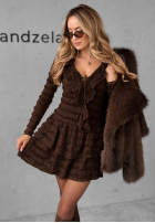 Rochie mini z falbankami Still Miss You ciocolatie