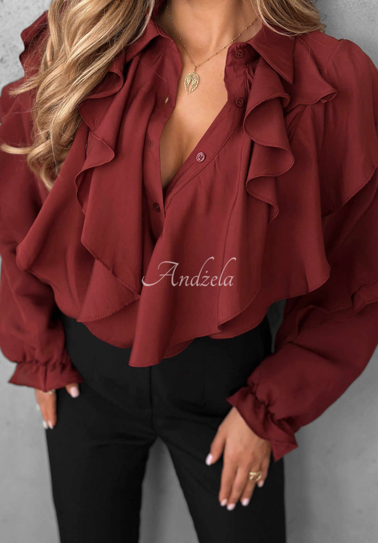 Cămașă din viscoză cu volănașe Majestic Dreams